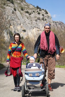 The family of climbers on the nature clipart