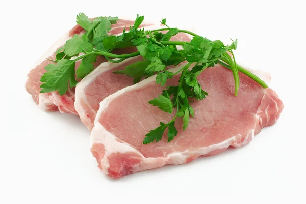 Carne di maiale bistecche con erbe — Foto Stock