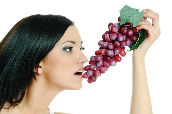 Девушка с виноградом — стоковое фото