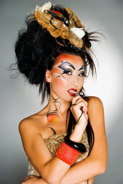 Asian model with body art — Stock Photo, Image