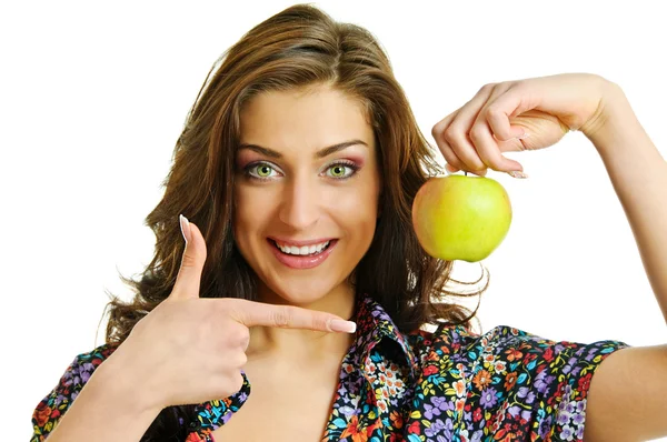 Nő almával — Stock Fotó
