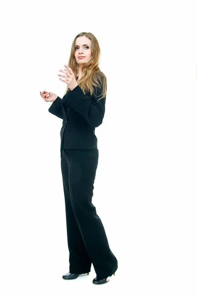 Senhora de negócios em terno preto — Fotografia de Stock