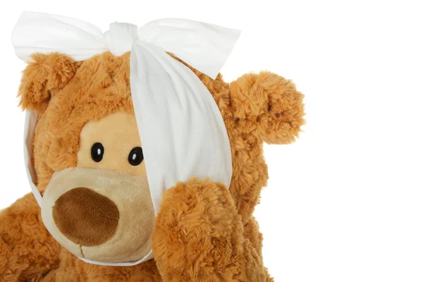 Teddy bear with toothache — Stock Photo, Image