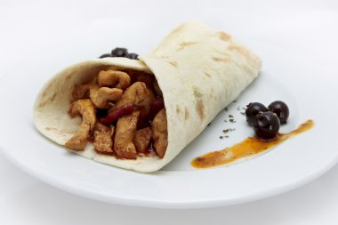 Fajitas chicken meat and vegetables clipart