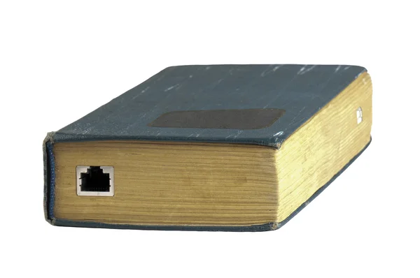 Vintage book with ethernet socket — Stock Photo, Image
