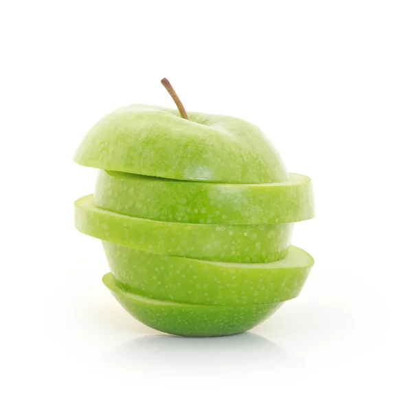 Groene appel gesneden ik — Stockfoto