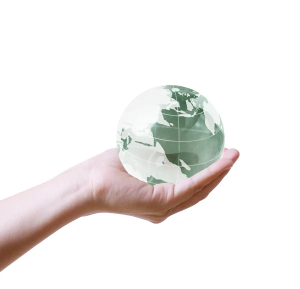 Holding globe in his hand — Stock Photo, Image