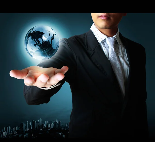 stock image Holding globe in his hands