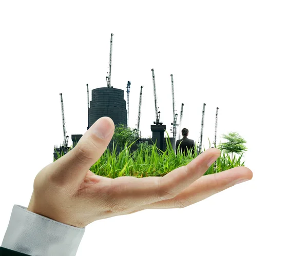 Building in hands — Stock Photo, Image