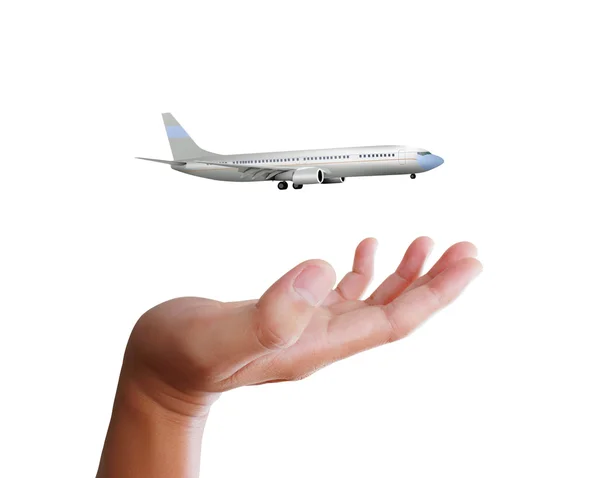 Vliegtuig in de hand — Stockfoto