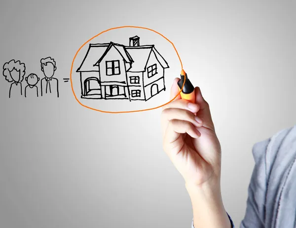 Drawing a house — Stock Photo, Image