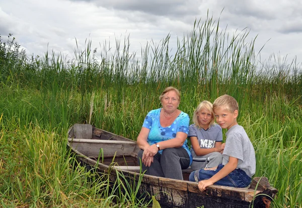 Stock image The grandmother with grandsons