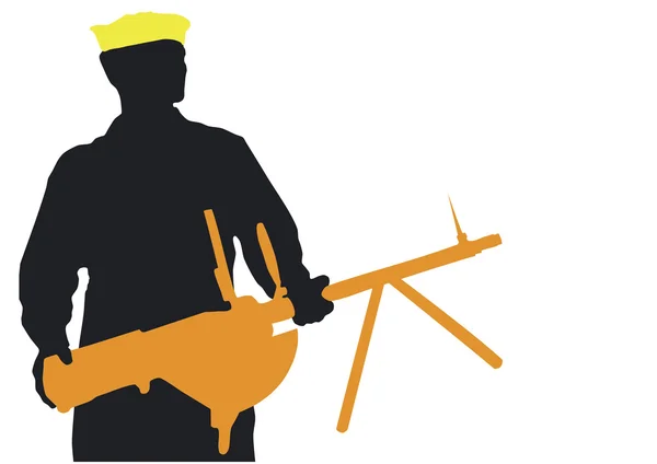 beyaz zemin üzerinde bir silahla denizci