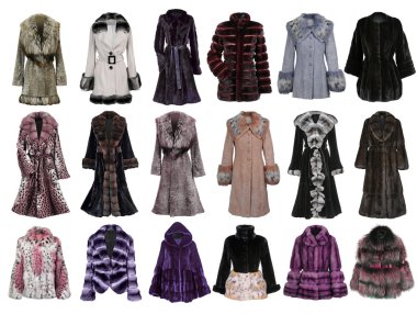 Fur coat collection clipart
