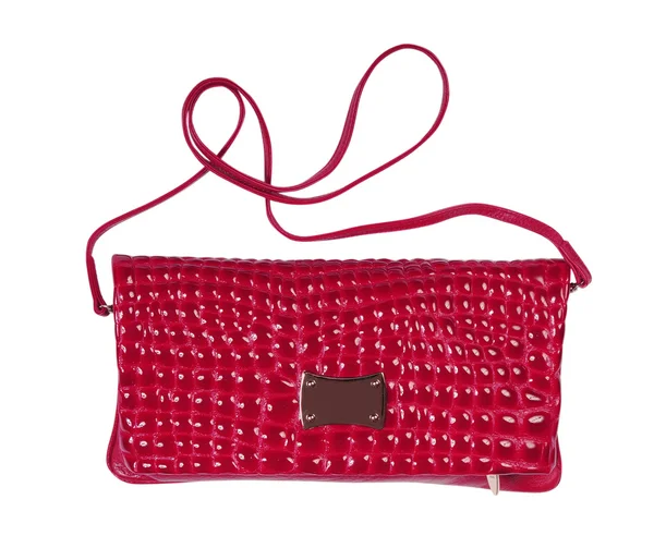 白い背景で隔離赤い女性のハンドバッグ — ストック写真