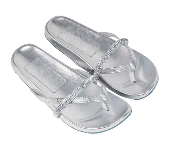 Silver sandals — Stock Photo, Image