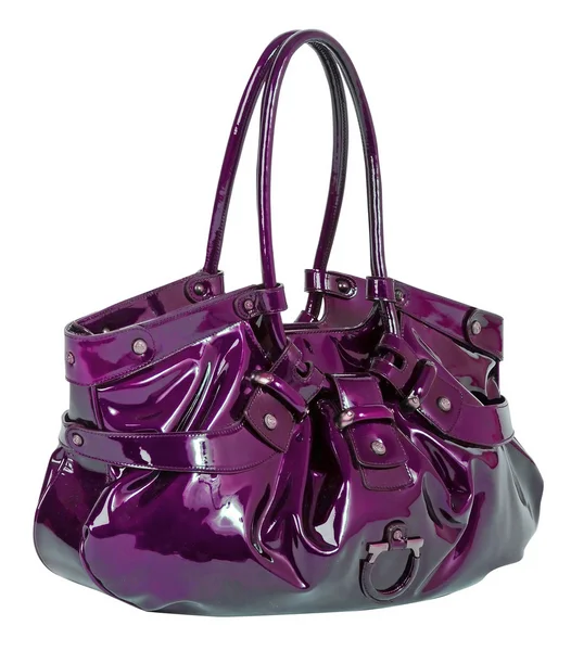 白い背景上に分離されて紫色の女性のバッグ — ストック写真
