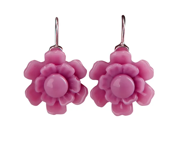Pink flowers earrings — Stock Photo, Image