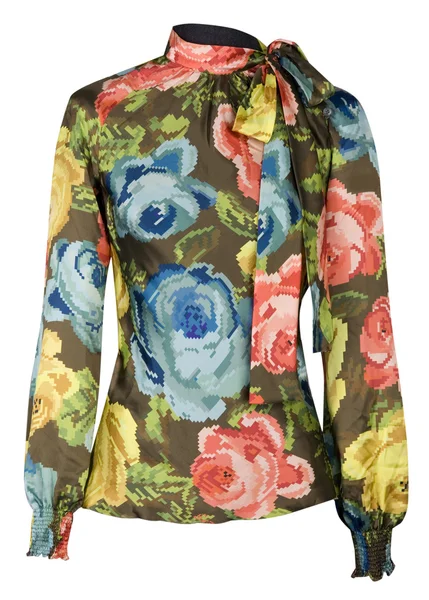 Коричневая блузка с розами — стоковое фото