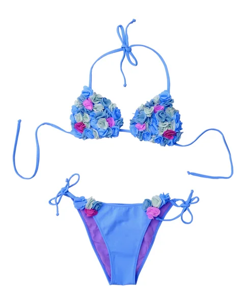 Blue flowers swim suit — Stock Photo, Image