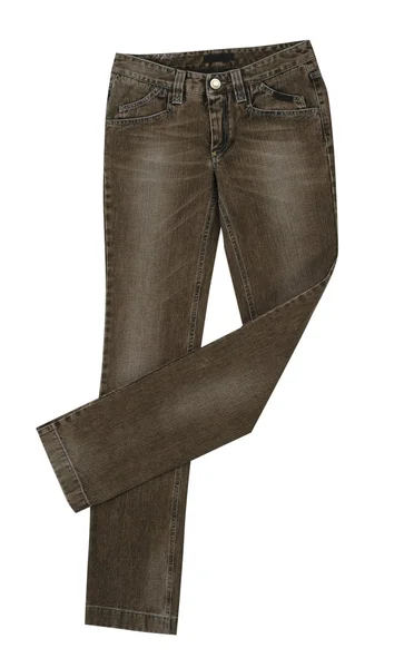 Calça jeans marrom isolada em branco — Fotografia de Stock