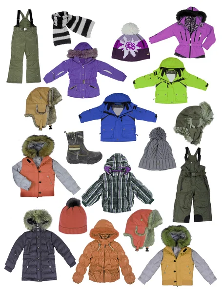 Coleção de roupas de inverno para crianças — Fotografia de Stock