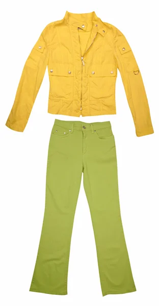 Зеленые джинсы и желтая блузка — стоковое фото