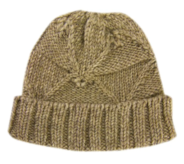 Chapéu de lã de malha isolado sobre fundo branco — Fotografia de Stock