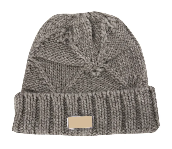Cappello in lana lavorato a maglia isolato su fondo bianco — Foto Stock