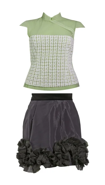 Zielona bluzka i czarna spódnica — Zdjęcie stockowe