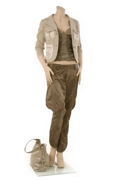 stock image Dummy in collection of fashion clothes