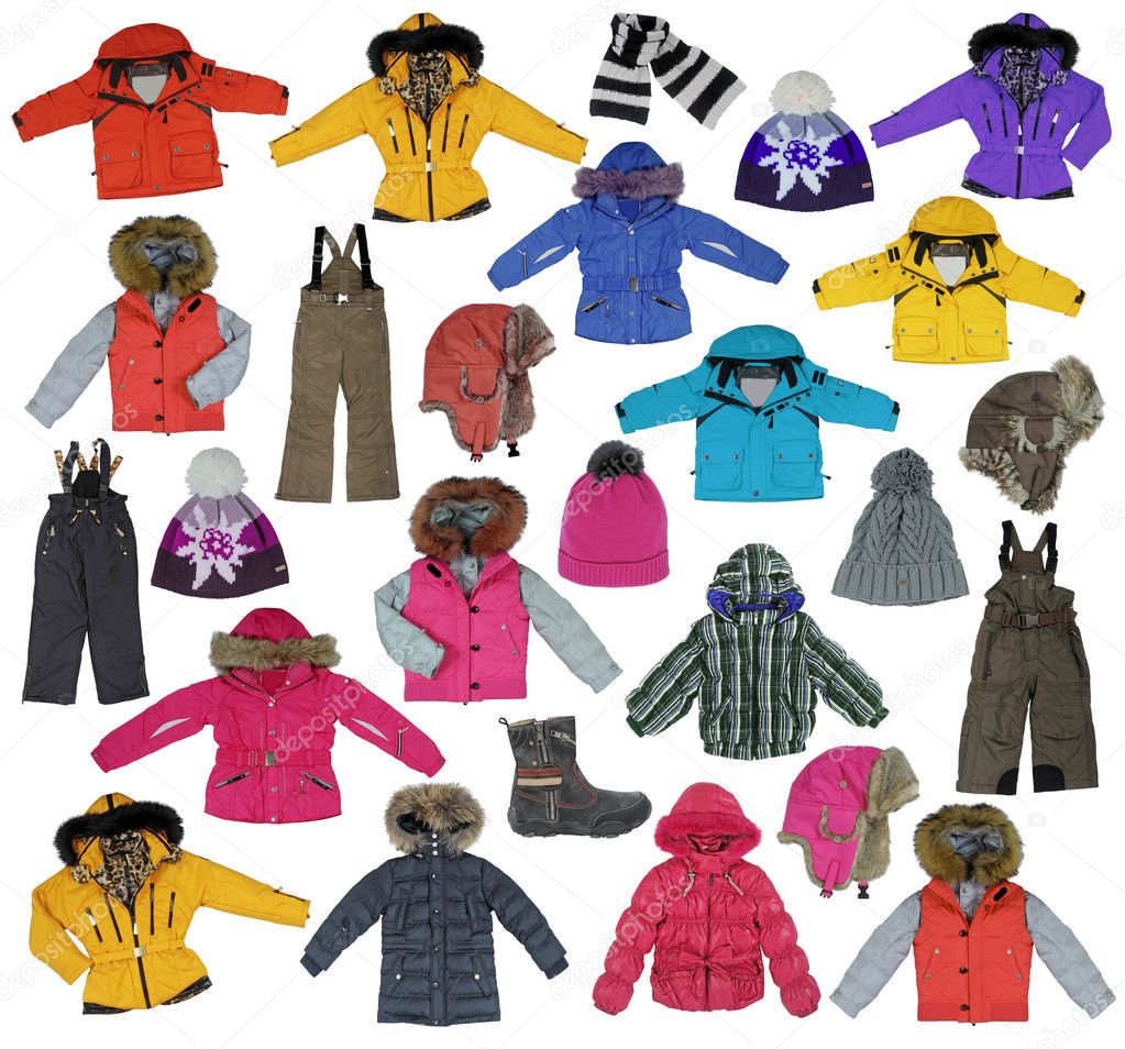 Collection of children's winter clothing