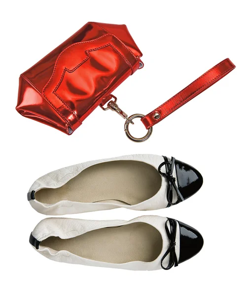 빨간 구두 및 가방 — 스톡 사진
