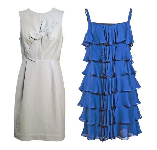 Vestido de moda mulher azul e branco — Fotografia de Stock
