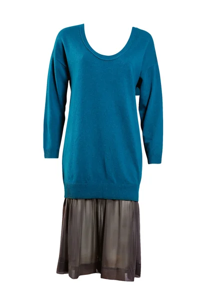 Niebieski sweter i czarnej spódnicy — Zdjęcie stockowe