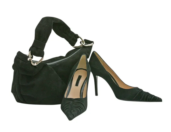 Schwarze Schuhe und Tasche — Stockfoto