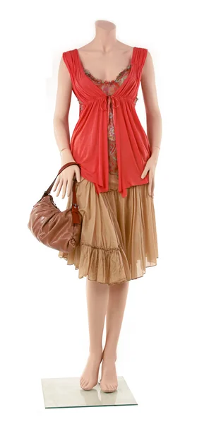 Dummy in red blouse and skirt — Stock Photo, Image