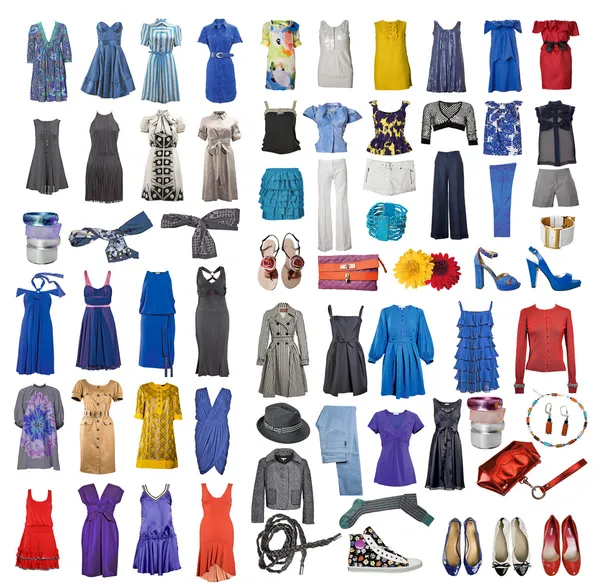 Raccolta di icone di diversi vestiti e accessori per Internet e banner — Foto Stock