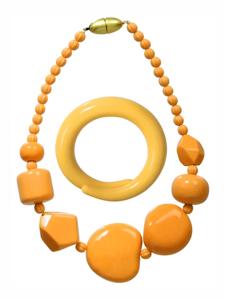 Yellow beads and bracelet — Stock Photo, Image