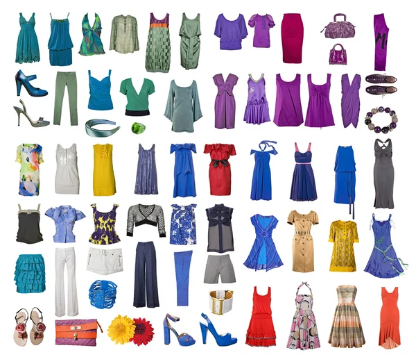 Coleção de ícones de roupas e acessórios diferentes — Fotografia de Stock