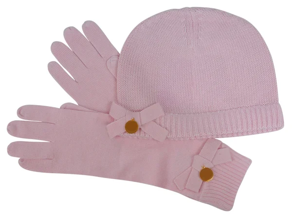 粉红色的手套和帽子 — 图库照片