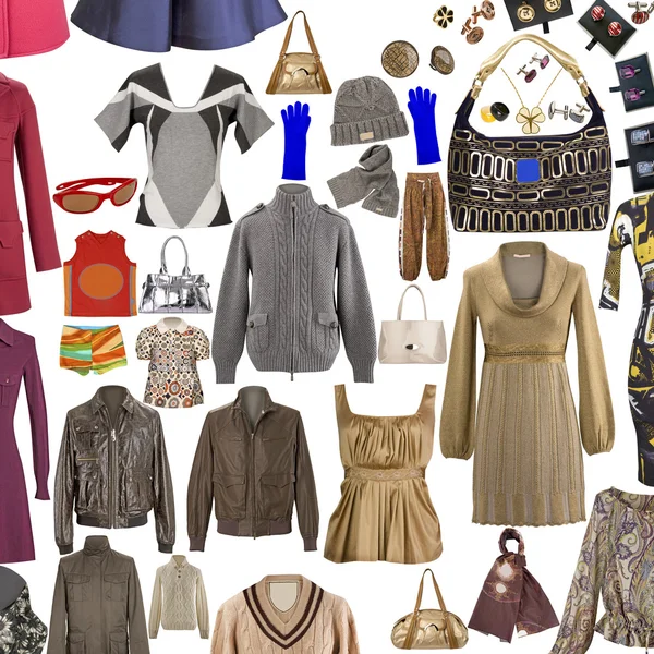 Kolekce oblečení a doplňků — Stock fotografie