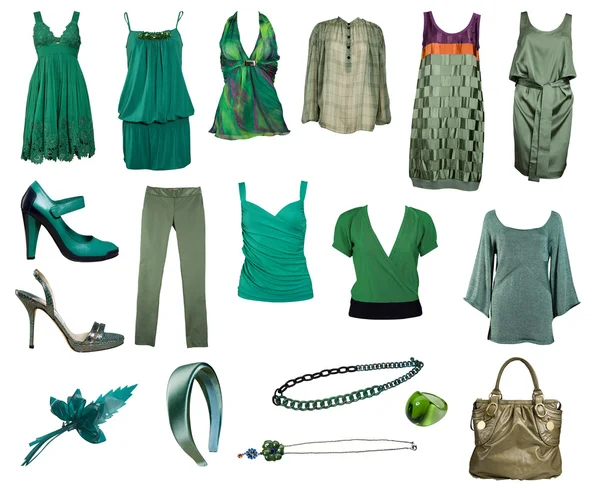 Gyűjteménye ruhák és kiegészítők — Stock Fotó