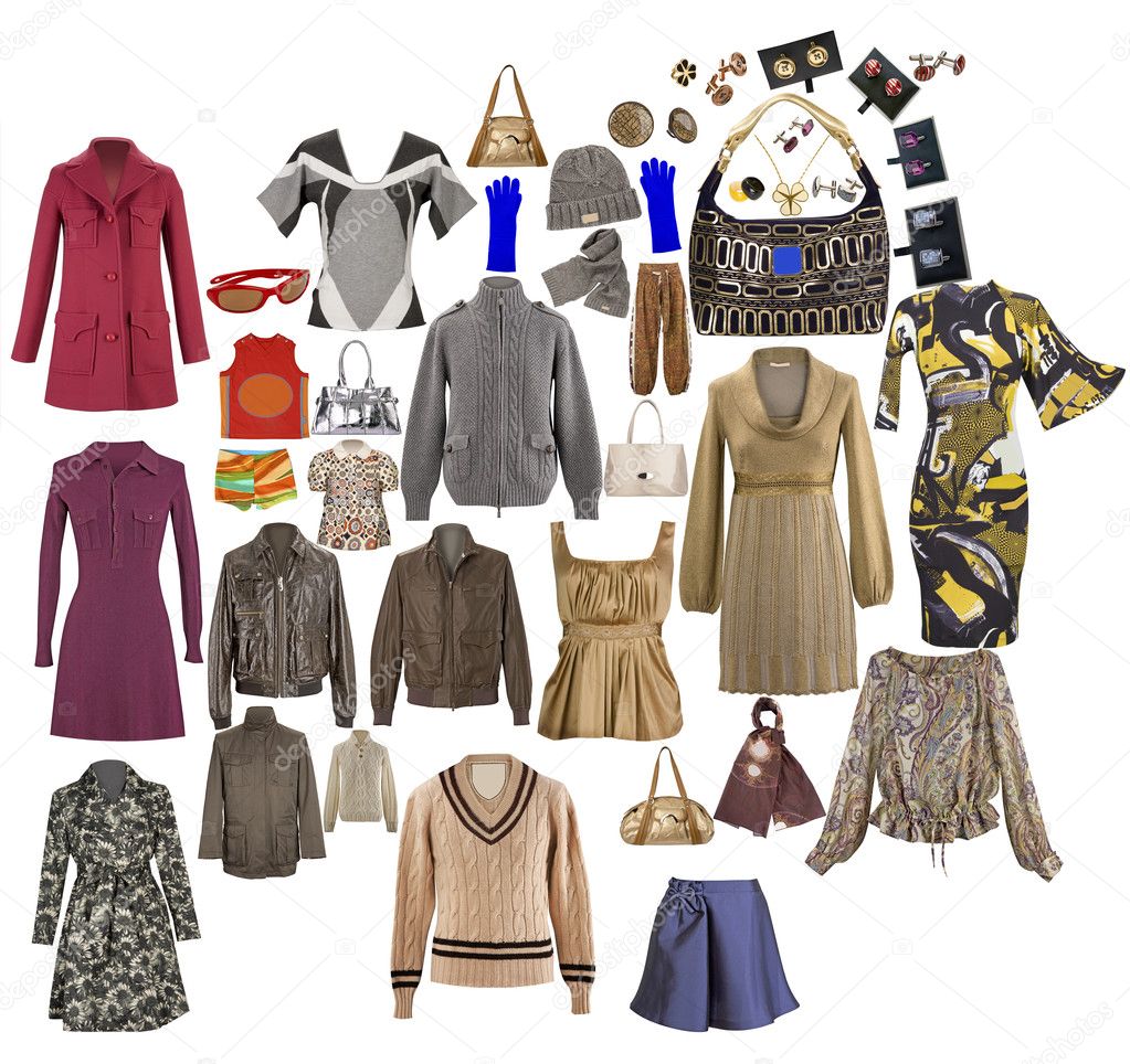 Collection of icons of warm clothing for the Internet