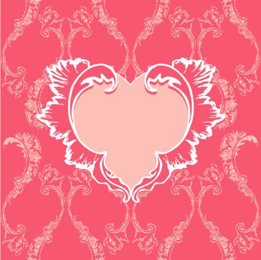 antika arka plan üzerinde çiçek desenli bir yürekle