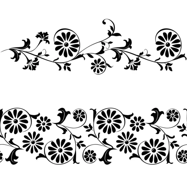 Elementos sin costura vectorial para flores de diseño y adornos florales — Archivo Imágenes Vectoriales