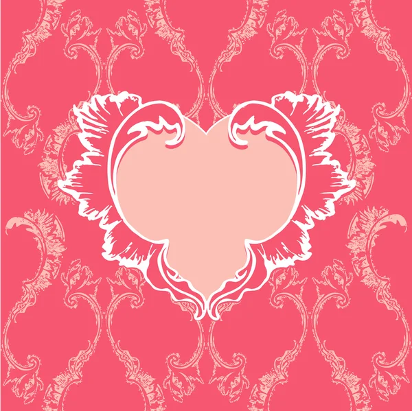Corazón con motivo floral sobre fondo vintage — Archivo Imágenes Vectoriales