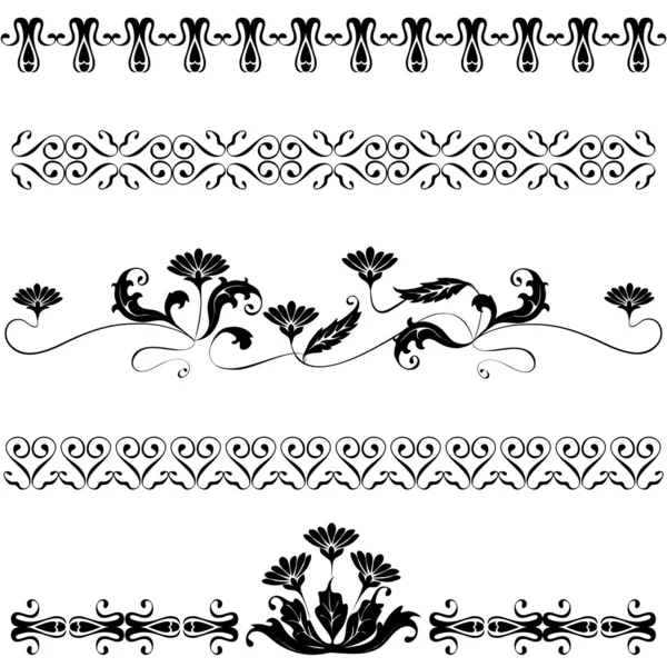 Set elementi per fiori di design e ornamenti floreali — Vettoriale Stock