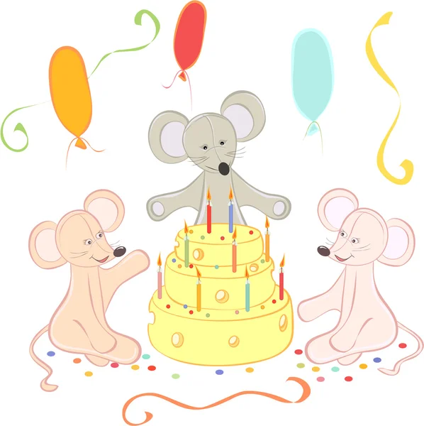 Birthday animals card — Stock Vector
