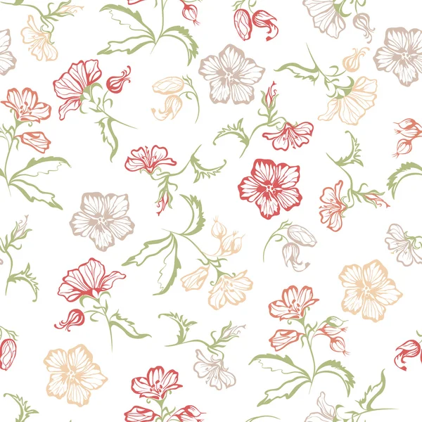 Nahtlose florale mit Blumen auf weißem Hintergrund — Stockvektor